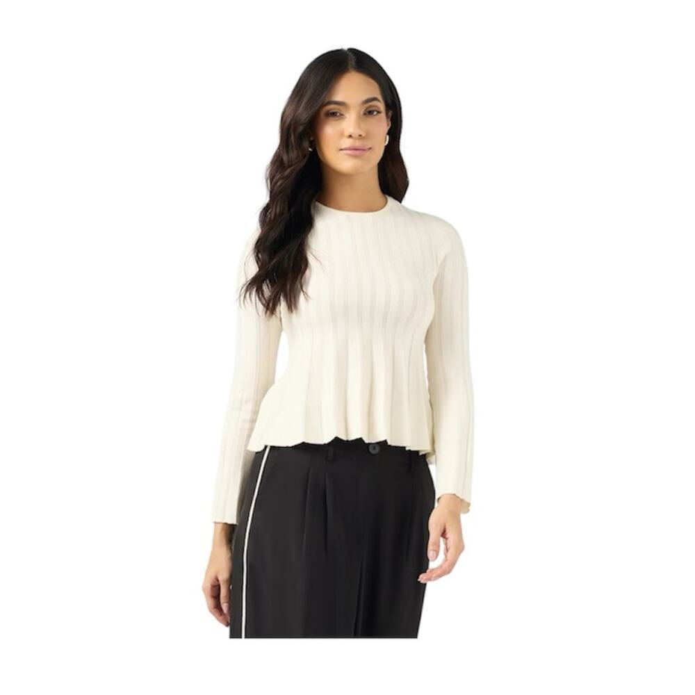 NWT Vero Moda Vmlana Long Sleeve Crew-Neck Pullover Sweater Ivory Size Large
